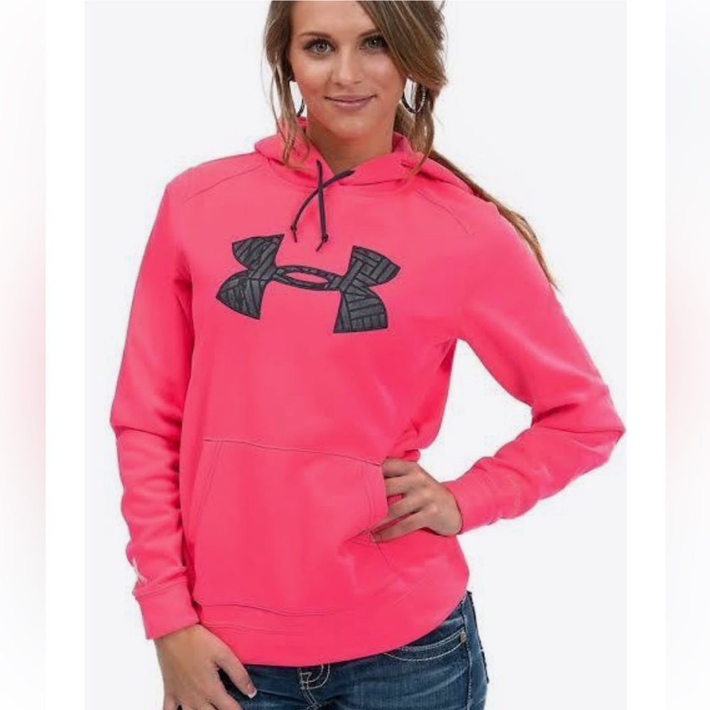 UNDER ARMOUR Neon Pink Hoodie with Large Logo S NWT